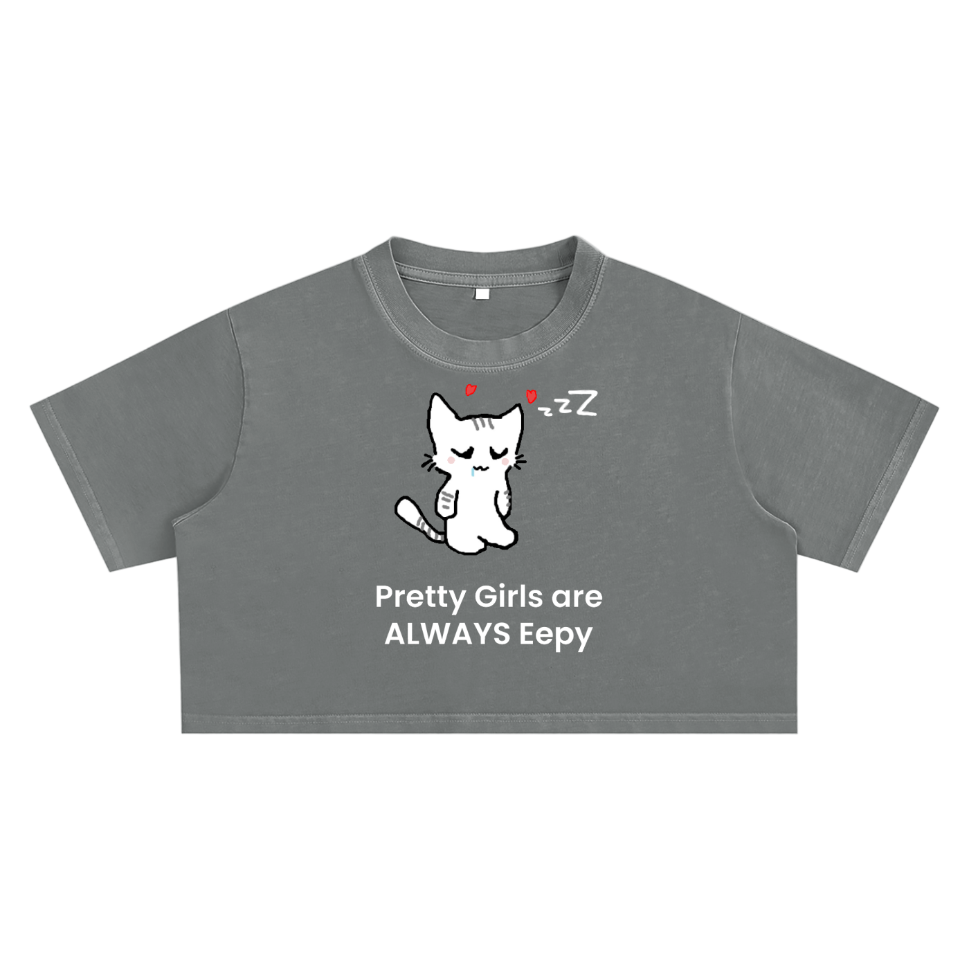 Pretty Girls Are Always Eepy - Acid Wash Crop Top