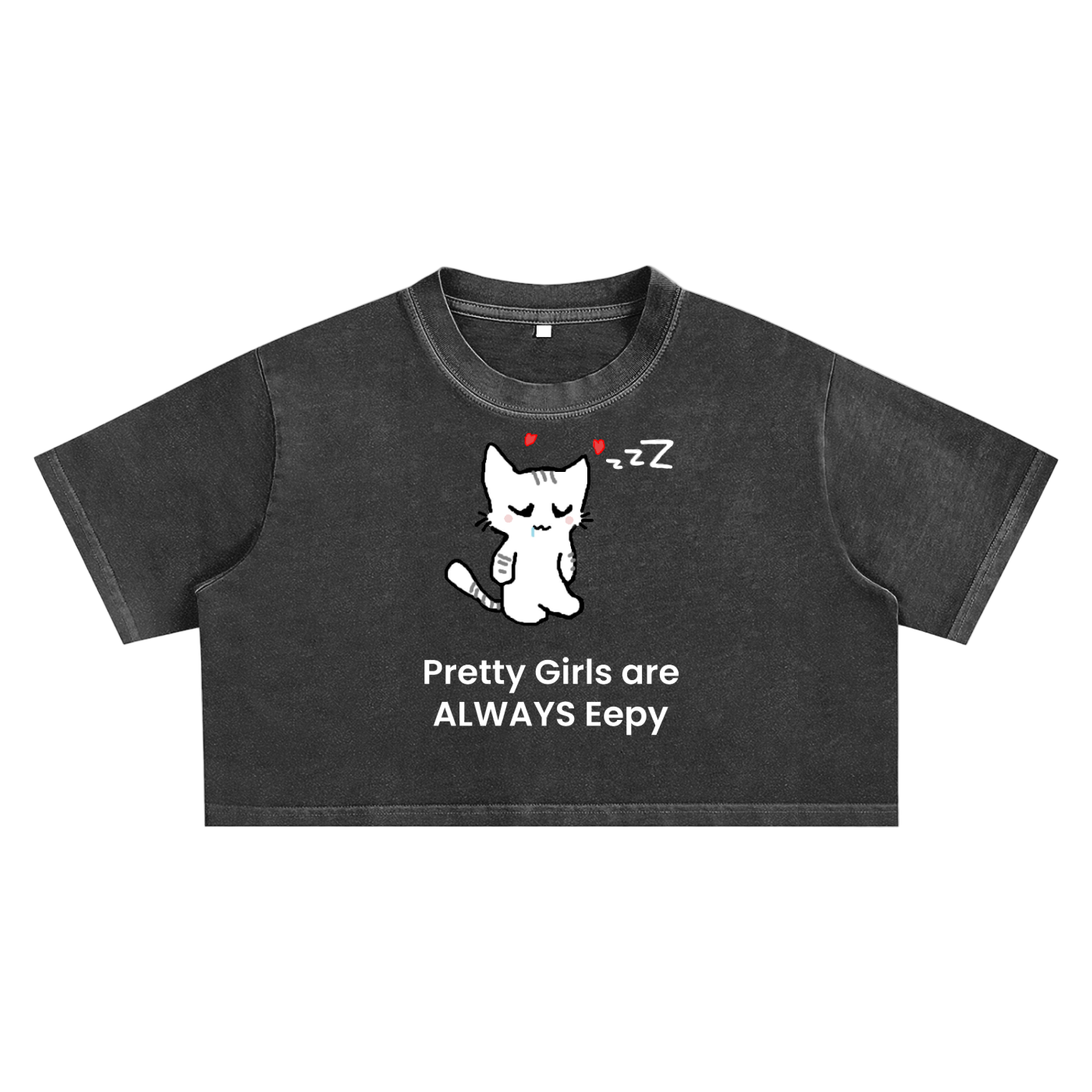 Pretty Girls Are Always Eepy - Acid Wash Crop Top