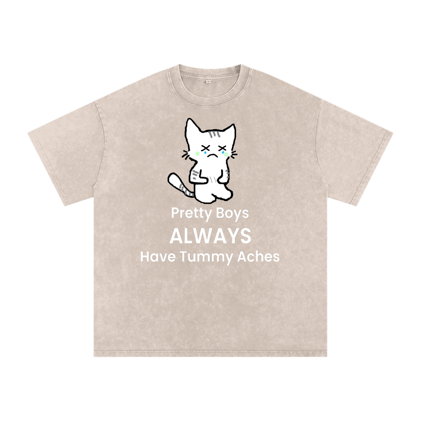 Pretty Boys Always Have Tummy Aches - Front - Acid Wash Tee [USA]