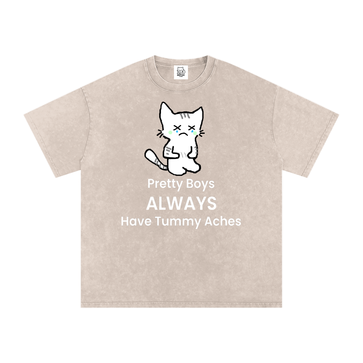 Pretty Boys Always Have Tummy Aches - Front - Acid Wash Tee
