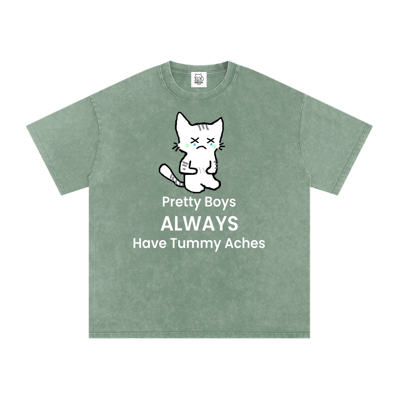 Pretty Boys Always Have Tummy Aches - Front - Acid Wash Tee