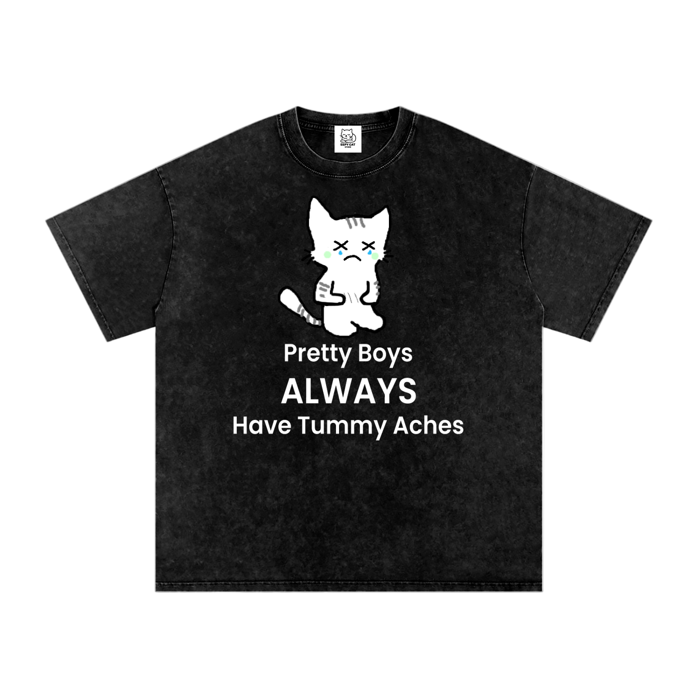 Pretty Boys Always Have Tummy Aches - Front - Acid Wash Tee