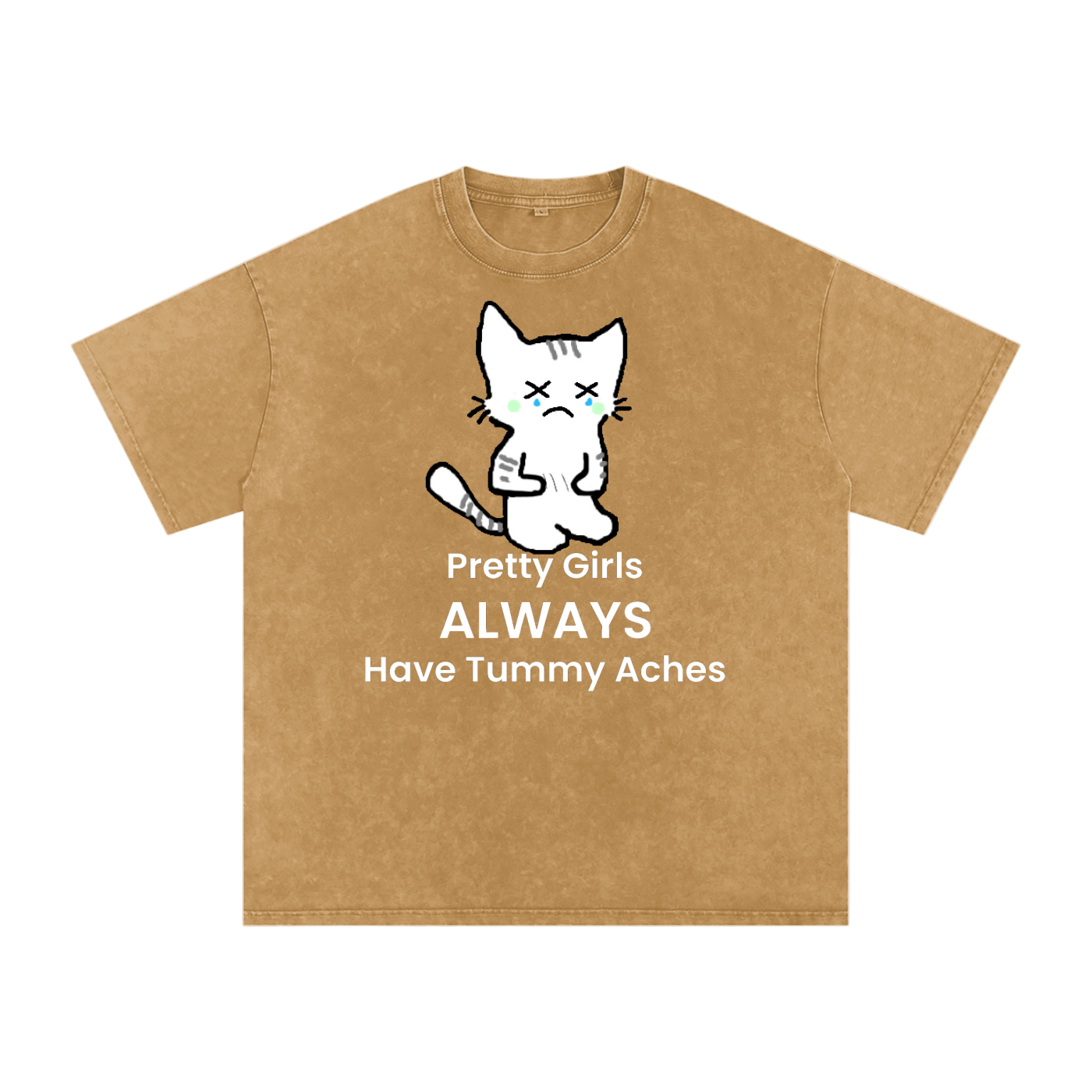 Pretty Girls Always Have Tummy Aches - Front - Acid Wash Tee [USA]